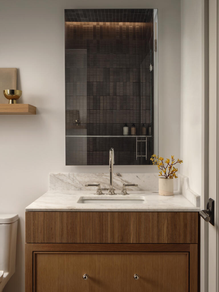 Polished nickel finishes from Classic Brass bring a refined detail to the bathroom