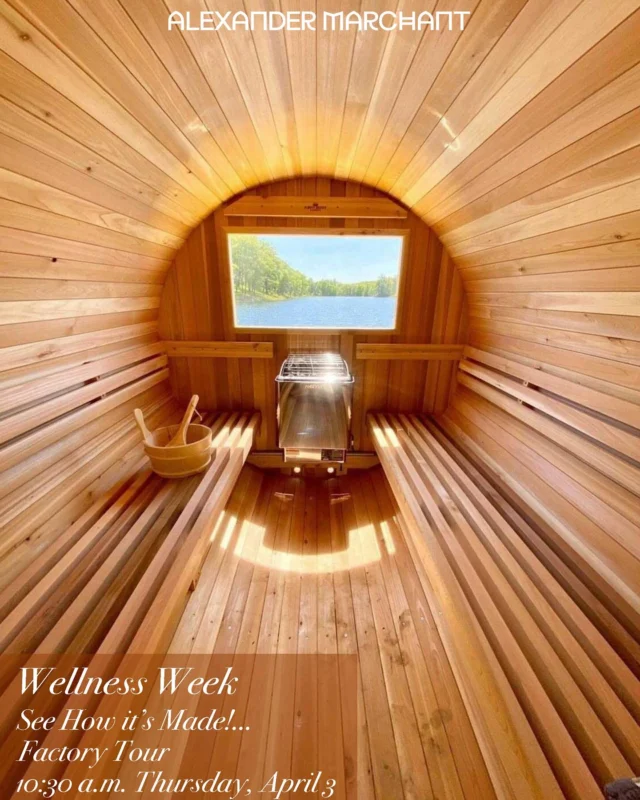 Our Wellness Week activities wrap up on Thursday, April 3, with a behind-the-scenes tour of Thermasol’s headquarters in Round Rock. Led by Dan Fingerhut, the tour will shed light on the nationally recognized company’s innovative, design-forward steam and sauna solutions, including their covetable outdoor barrel models. To RSVP (required), email AM@alexandermarchant.com with the subject line “Thermasol Factory RSVP.”

#alexandermarchant @thermasol #thermasol #behindthescenes #factorytour #wellness #wellnessweek #wellnessdesign #investinwellness #spa #homespa #homespas #sauna #saunas #steam #steamshowers #steamroom #luxurybathroomfixtures #bathroomdesign #interiors #interiordesign #interiordesigner #austininteriordesign #austindesign #designinspiration #designinspo #interiorinspo #inspiringspaces #thingstodoinaustin #austin #atx