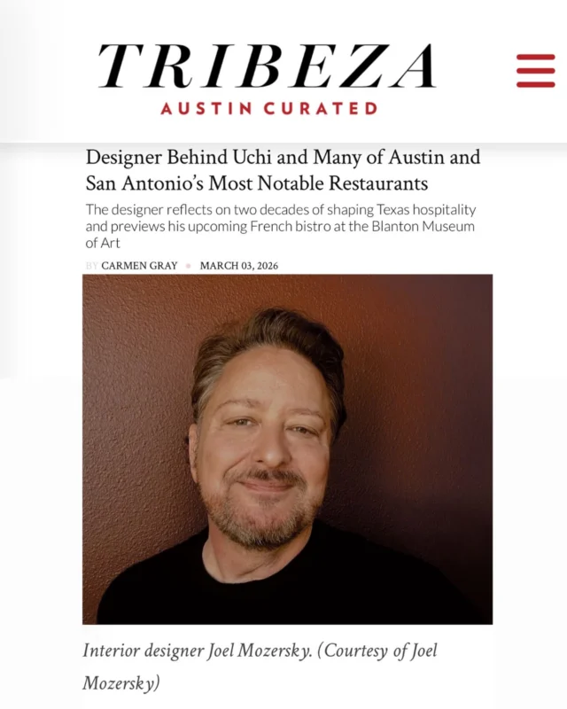 A special shoutout to one of our favorites, Joel Mozersky!

We’ve had the pleasure of collaborating with Joel across Austin and San Antonio over the years, and it’s always inspiring to see how he brings such a thoughtful, personal approach to every space, creating interiors that truly feel like they have a soul.

Grateful to continue working alongside such an incredible talent. Visit tribeza.com to read the full article. 

@joelmozerskydesign #alexandermarchant #tribeza #austindesign #satxdesign