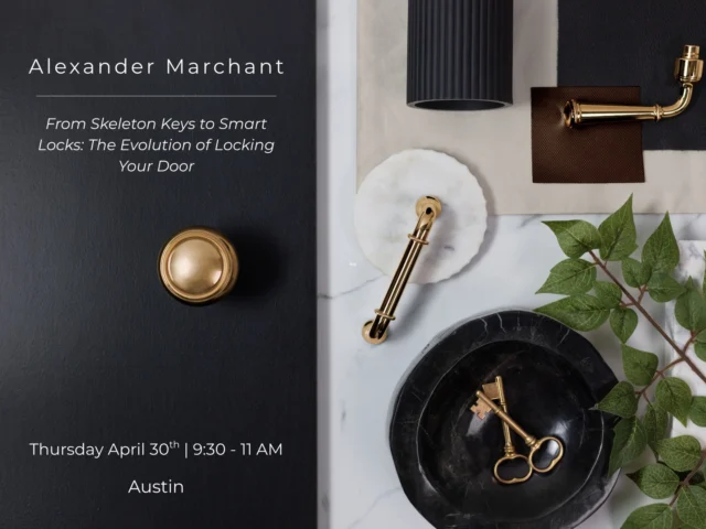 Join us for breakfast and a presentation in our Austin showroom with Accurate Hardware, tracing the evolution of door hardware from traditional mechanisms to advanced locking technologies.

This CEU session offers insight into the balance between function and design, and how thoughtful specification enhances both performance and aesthetic. See you there! 

April 30 9:30–11:00 AM 1617 W. Koenig Lane, Austin

#alexandermarchant #accuratehardware #atxevents #atxdesign #luxuryhardware
